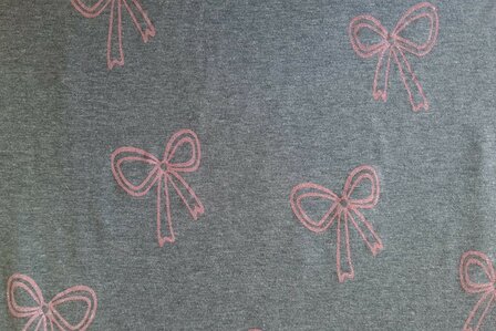 Cotton Jersey Glitter Ribbons Grey 