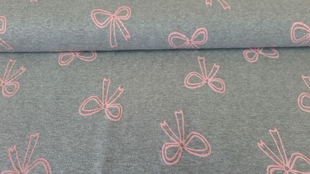 Cotton Jersey Glitter Ribbons Grey 
