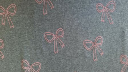 Cotton Jersey Glitter Ribbons Grey 