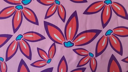Cotton Jersey Flowers Pink