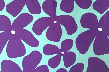 Cotton Jersey Flowers Purple