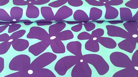 Cotton Jersey Flowers Purple