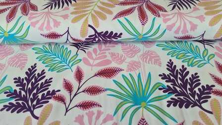 Cotton Jersey Leaves Multicolour