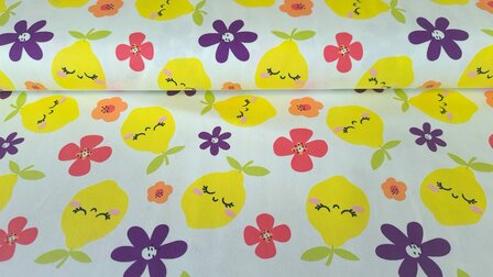 Cotton Jersey Happy Lemons 