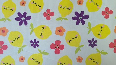Cotton Jersey Happy Lemons 