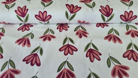 Cotton Jersey Tulips Off White