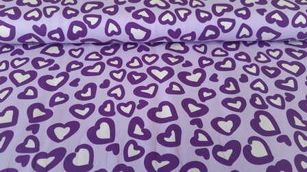 Cotton Jersey Hearts Purple