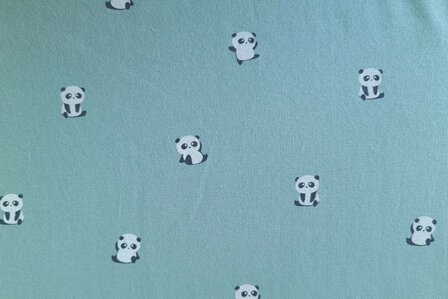 Cotton Jersey Baby Panda Mint