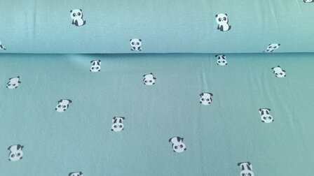 Cotton Jersey Baby Panda Mint