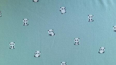 Cotton Jersey Baby Panda Mint