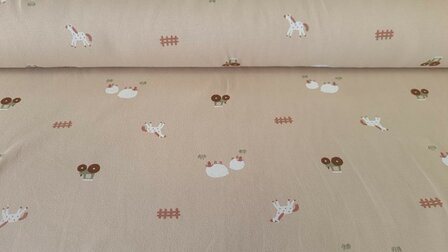 Cotton Jersey Farm Life Beige