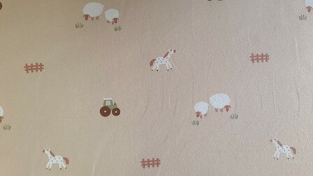 Cotton Jersey Farm Life Beige