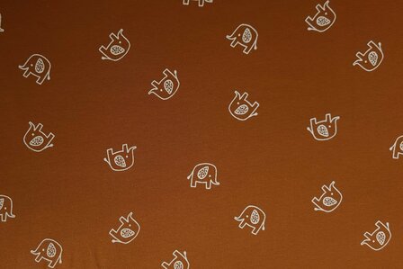 Cotton Jersey Little Elephant Caramel