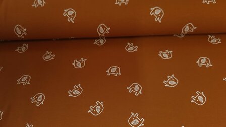 Cotton Jersey Little Elephant Caramel