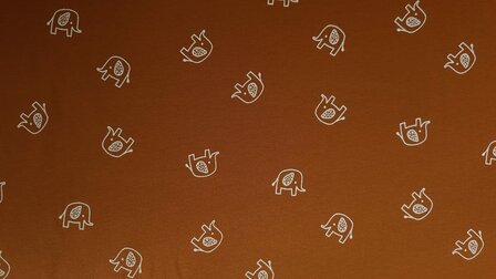 Cotton Jersey Little Elephant Caramel