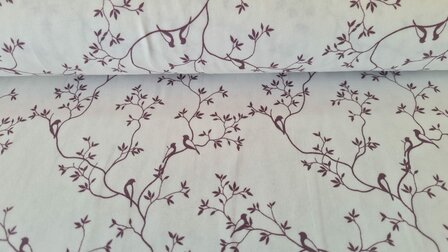 Cotton Jersey Twigs Off White/Mauve