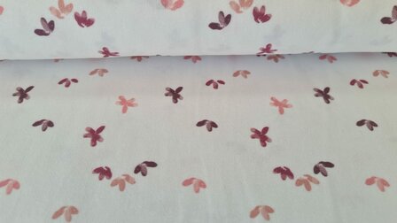Cotton Jersey Little Leaves Off White