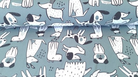 French Terry Dogs Dusty Blue