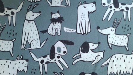 French Terry Dogs Dusty Blue