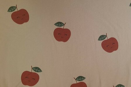 French Terry Happy Apples Beige