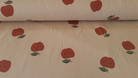 French Terry Happy Apples Beige