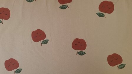 French Terry Happy Apples Beige