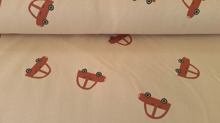 French Terry Cars Beige