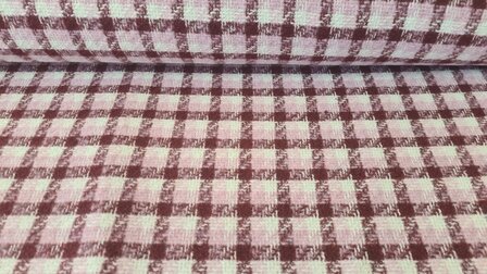Brushed Boucl&eacute; Check Bordeaux