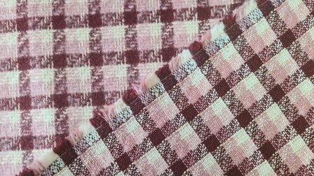 Brushed Boucl&eacute; Check Bordeaux