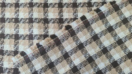 Brushed Boucl&eacute; Check Brown