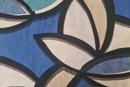 Viscose Stretch Abstract Multi-Blue