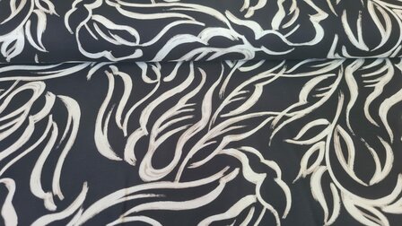 Viscose Twill Abstract Shapes Black