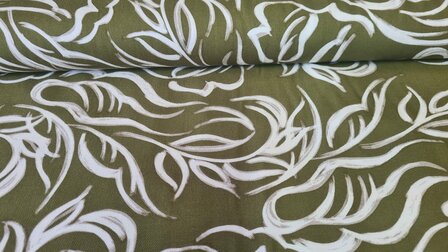 Viscose Twill Abstract Shapes Green