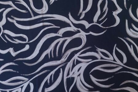 Viscose Twill Abstract Shapes Navy