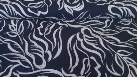 Viscose Twill Abstract Shapes Navy