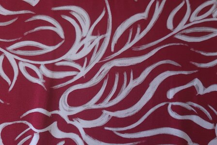 Viscose Twill Abstract Shapes Red