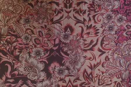 Viscose Digital Asian Flowers Red