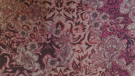 Viscose Digital Asian Flowers Red