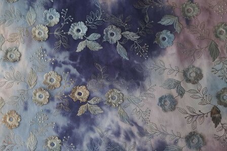 Cord Embroidery Tie Dye Blue-Multi