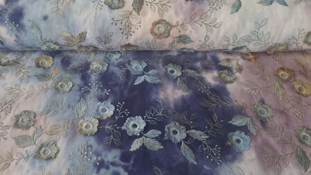 Cord Embroidery Tie Dye Blue-Multi