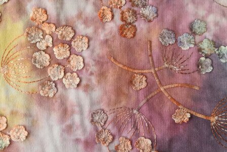 Cord Embroidery Twigs Tie Dye Mauve-Multi