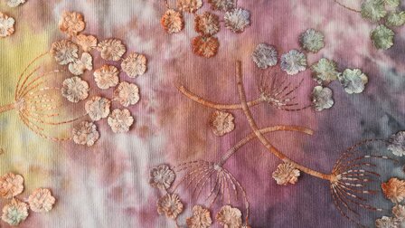 Cord Embroidery Twigs Tie Dye Mauve-Multi