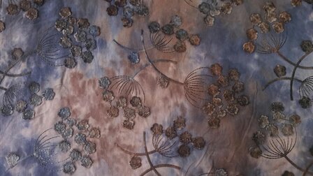 Cord Embroidery Twigs Tie Dye Navy-Brown