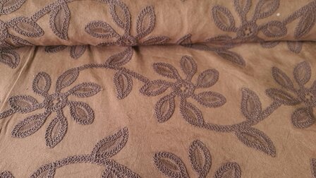 Fine Suede Embroidery Brown