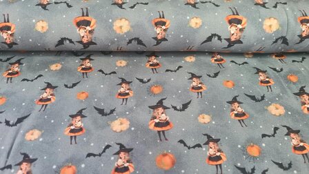 Cotton Jersey Halloween Witch Grey