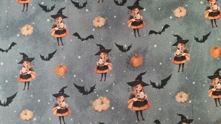 Cotton Jersey Halloween Witch Grey