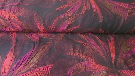 Jacquard Lurex Flowers Red