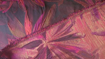 Jacquard Lurex Flowers Red