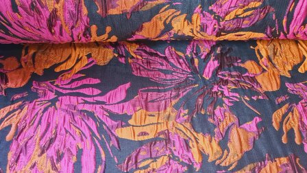 Jacquard Lurex Flower Fuchsia/Pumpkin
