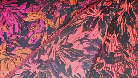 Jacquard Lurex Flower Fuchsia/Pumpkin